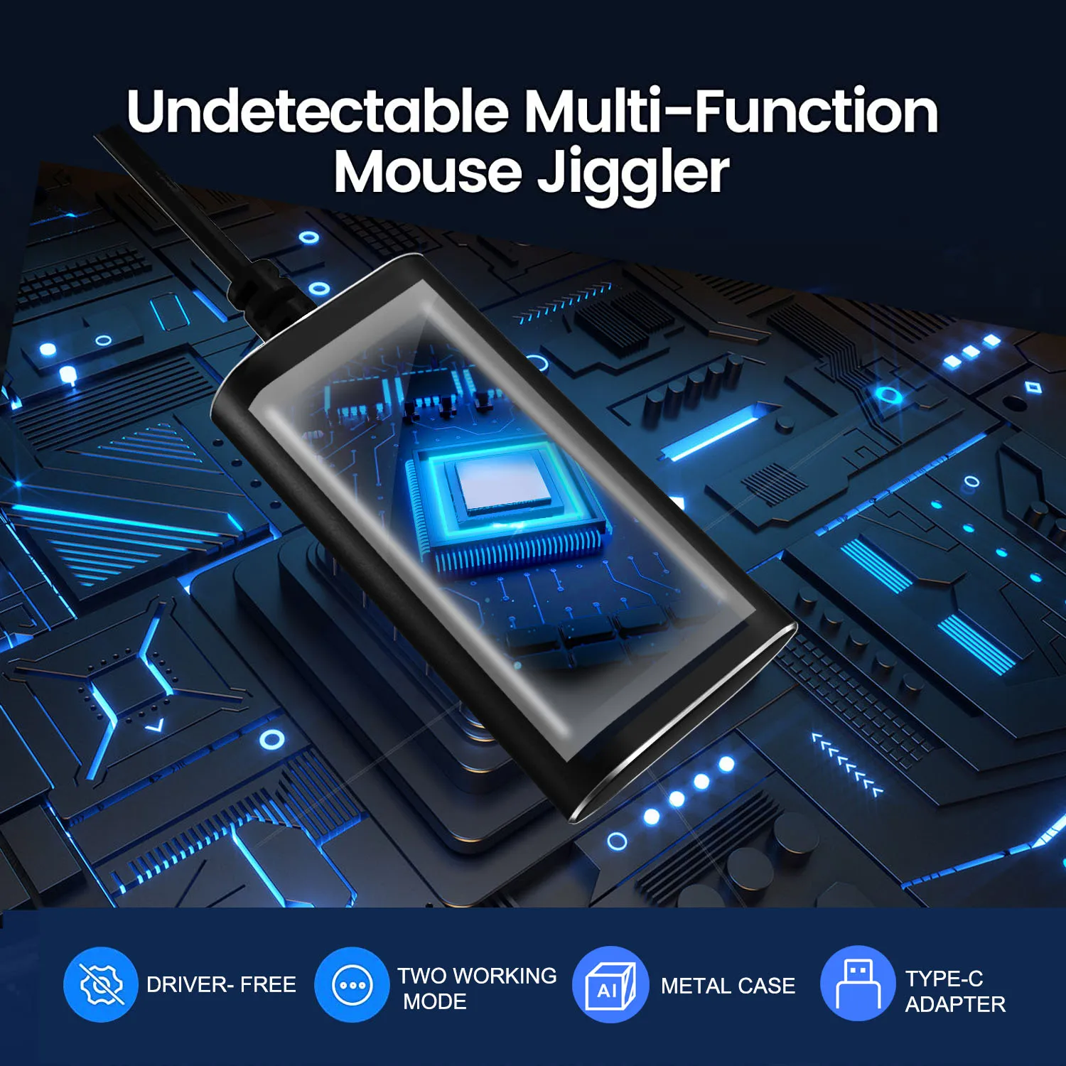 Cooidea USB Mouse Jiggler , Undetectable Mouse Mover with 3woring Mode and ON/OFF Buttons, Plug-and-Play, Keeps Computer Awake