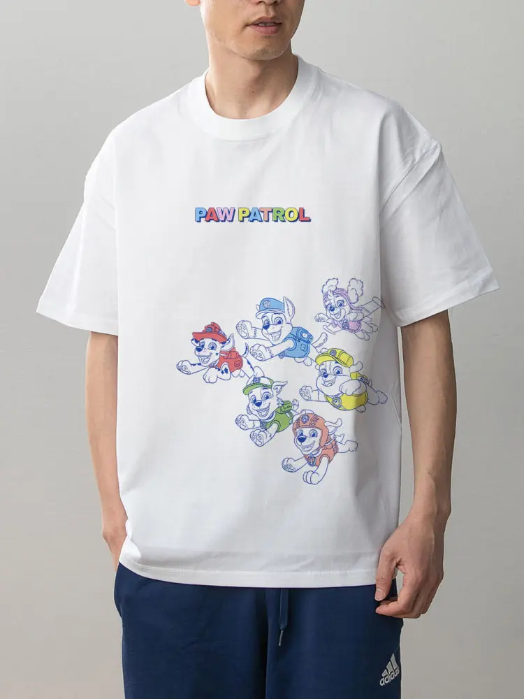 Paw Patrol T-Shirt Men Women Oversize White Short Sleeve Round Neck Cartoon Dog Crewneck Casual Summer Cotton Top Tee Unisex