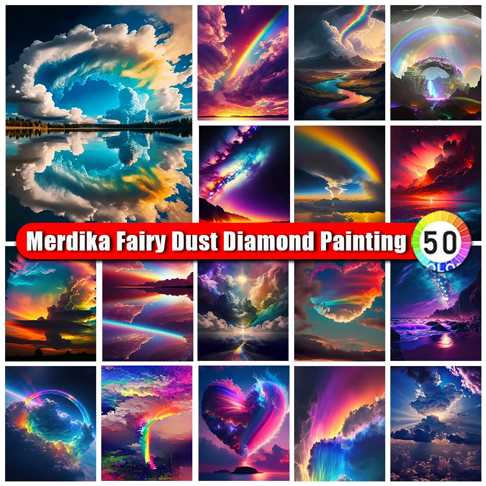 

Merdika Fairy Dust Diamond Painting New Landscape Colorful Art Zipper Bag Diamond Mosaic Embroidery Square/Round Scenery Picture