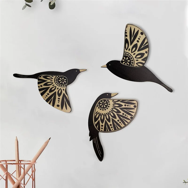 

YWDZ-Wooden Flying Bird Wall Art Vintage Gothic Home Decor For Living Room Bathroom Kitchen Decor Gift