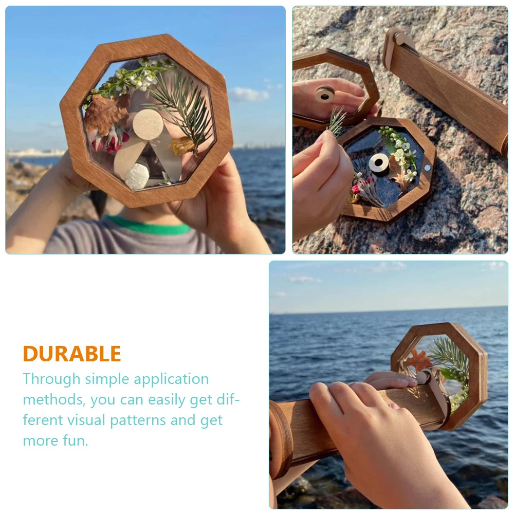 Portable Wooden Rotating Kaleidoscope Design Creative DIY Educational Kaleidoscope Kids Science Developmental Outdoor Activity