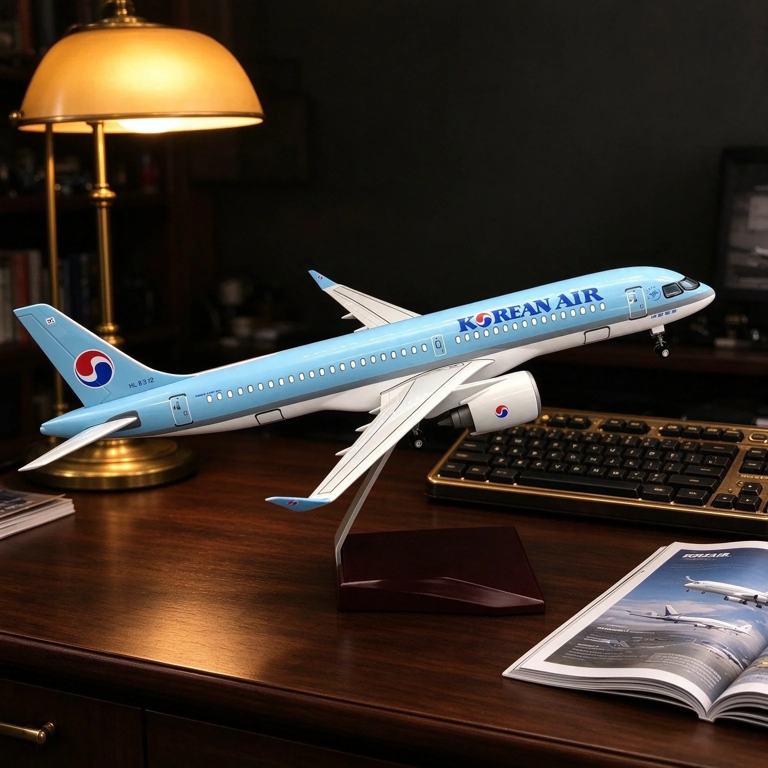 Korean Air A220-300 Air-bus Airplane Model 1/100 Scale Aircraft 38CM Static Simulated Plane Aviation Souvenir Hobby Collection