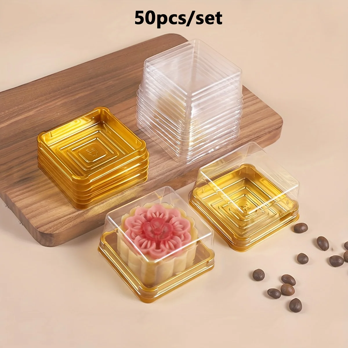 50pcs Mini Transparent Cake Box Container Transparent Cupcake Pastry Baking Packaging Boxes Wedding Party Supplies Gifts