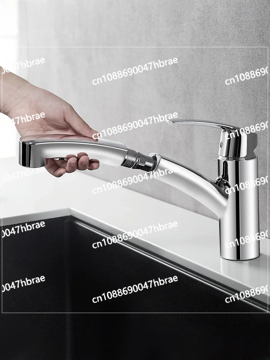 Universal Pull-out Faucet 2-type Low Outlet Water Spout Splash Proof Faucet