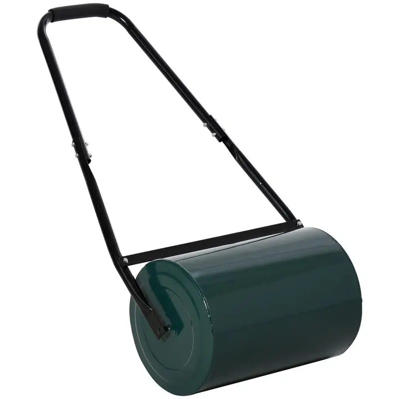 Rouleau à gazon, rouleau de jardin avec poignée en U, diamètre 31 cm, largeur de travail 30 cm, capacité 40 L pour eau/sable, métal, vert
