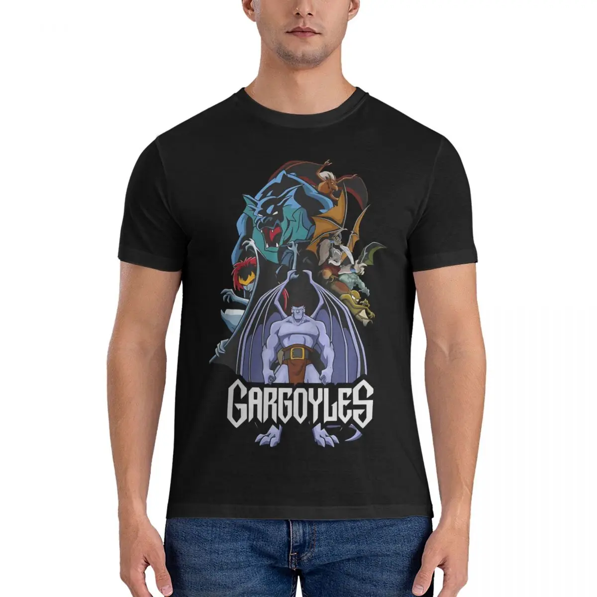 GARGOYLES GOLIATH T Shirts for Men 100% Cotton Funny T-Shirt Round Collar Gargoyles Tee Shirt Short Sleeve Clothes Printed