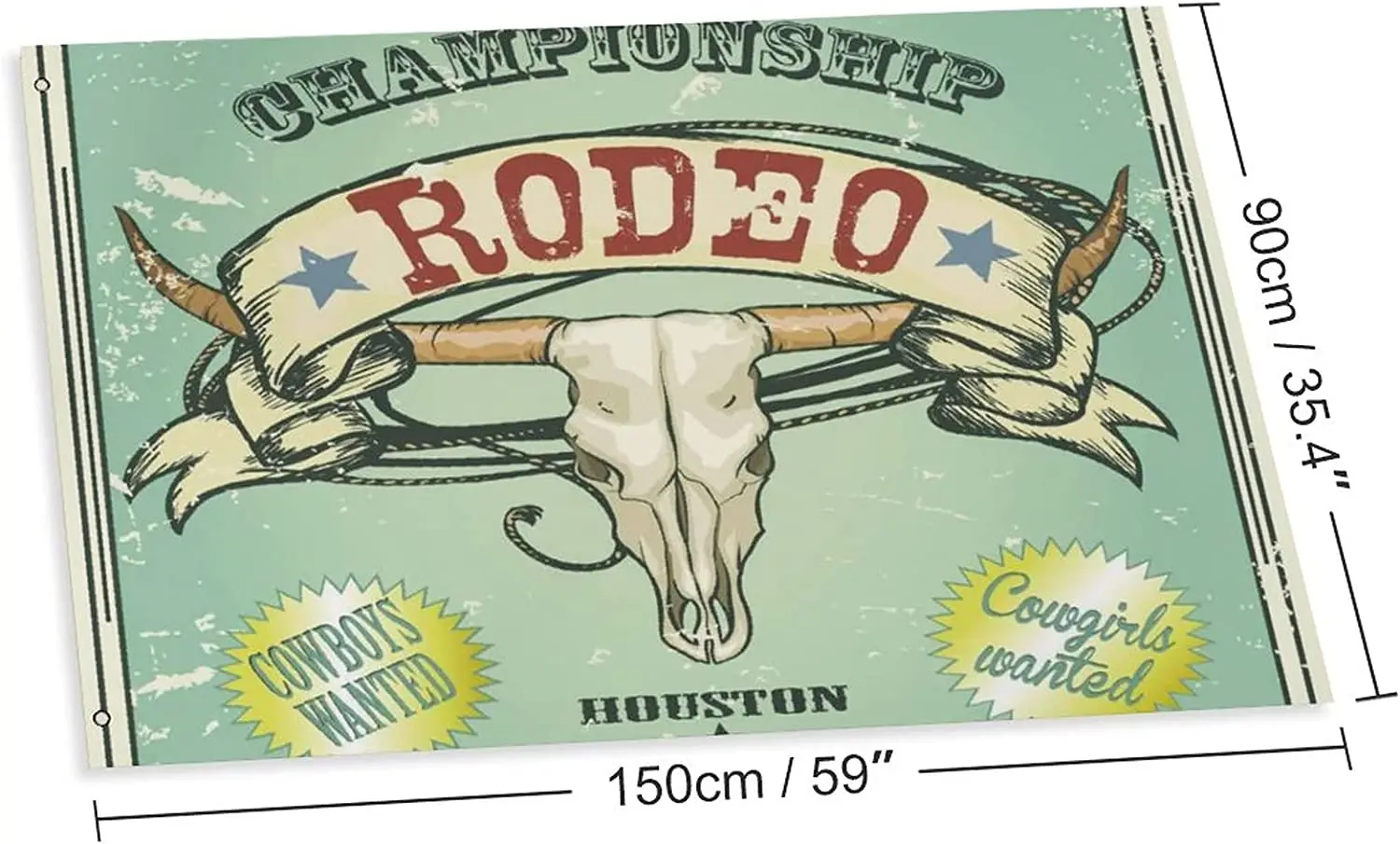 Retro Style Rodeo Championship Poster with Longhorn Skull ) Flag Political Yard Sign Garden Flag for President Election Outdoor