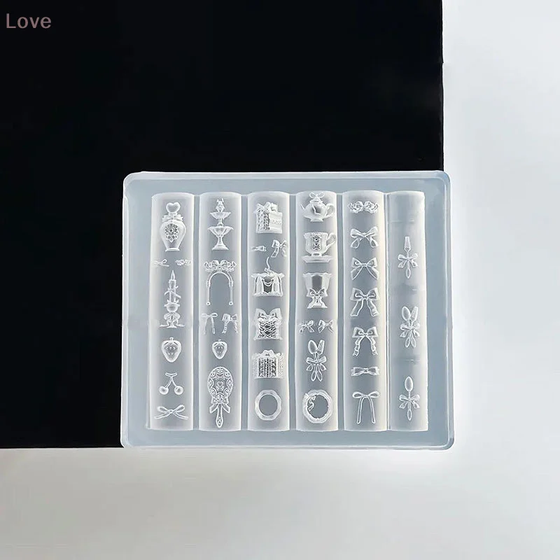 [L & P] Transparent Nail Art Silicone sculpture moule nœud papillon miroir tasse à thé UV Gel vernis moule bricolage conception charme pochoirs décor