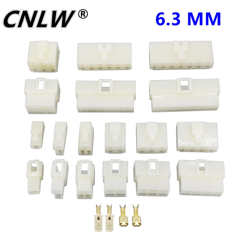 1 Set 6.3 MM Automotive Wiring Plug 1P 2 P 3P 4P 6P 8P 9P 10P 12P 14P Male and Female Butt Socket High Current Connector