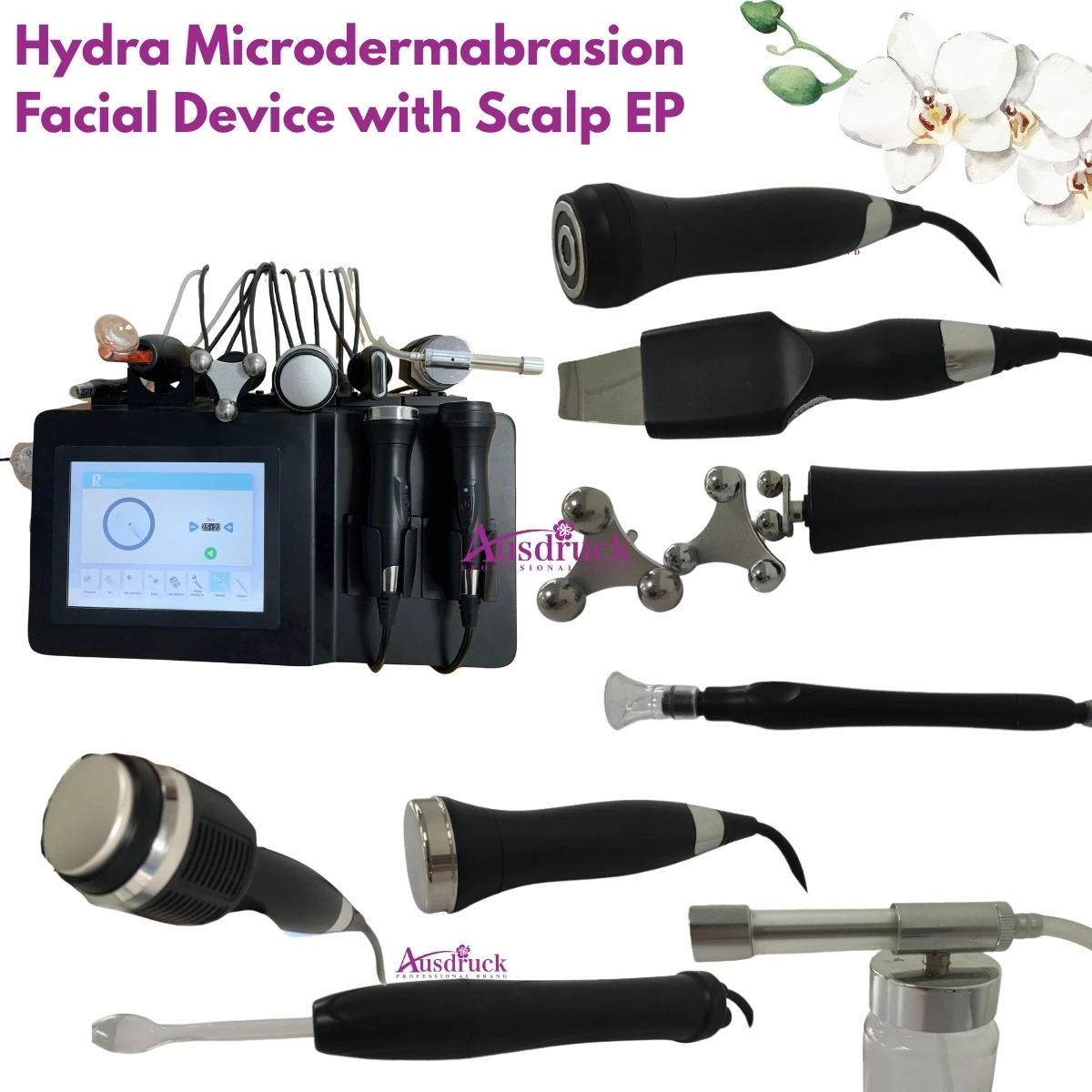 

Hydra Microdermabrasion Facial with Scalp EP Spray Gun RF Ultrasonic Scrubber for Deep Cleaning Skin Lifting Whitening