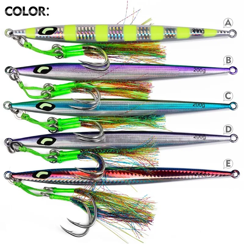 2026 Heavy Weight Fast Sink Jig 60g-200g Flexible Fast Action Luminous Vertical Fishing Jig Bait 5Pcs For Deep Sea Boat Fishing