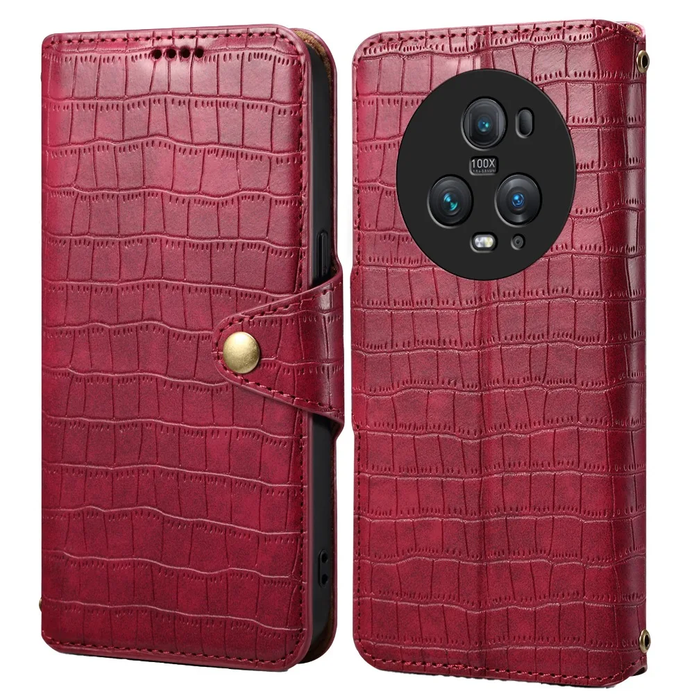 

Magnetic Flip Solid Color Leather Phone Case for Huawei Honor Magic5 Pro/Honor 90 100 Pro with Built-in Wallet Card Slots