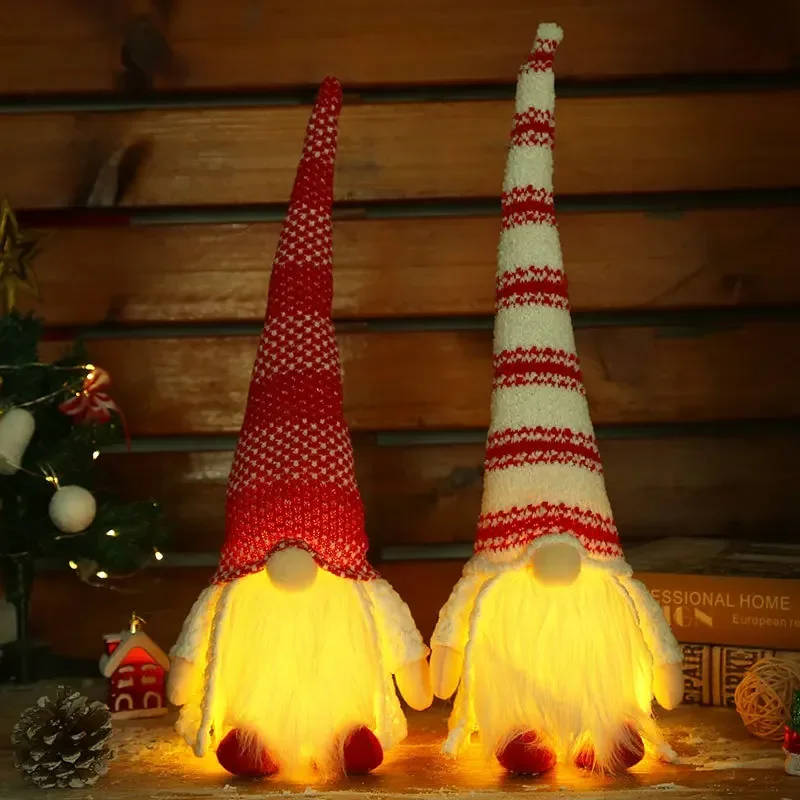 

LED Christmas Gnome Plush Faceless Santa Claus Dolls Decoration Gonk Dwarf Ornament Merry Christmas Toy Xmas Navidad Noel Gifts