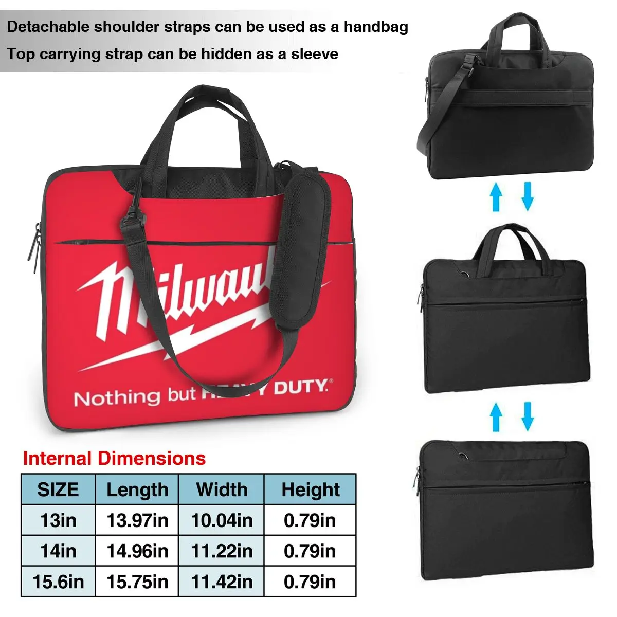 Popular W-milwaukeed Logo Computer Bag Laptop Briefcase Men Women Laptop Shoulder Bag Work Business Travel Office