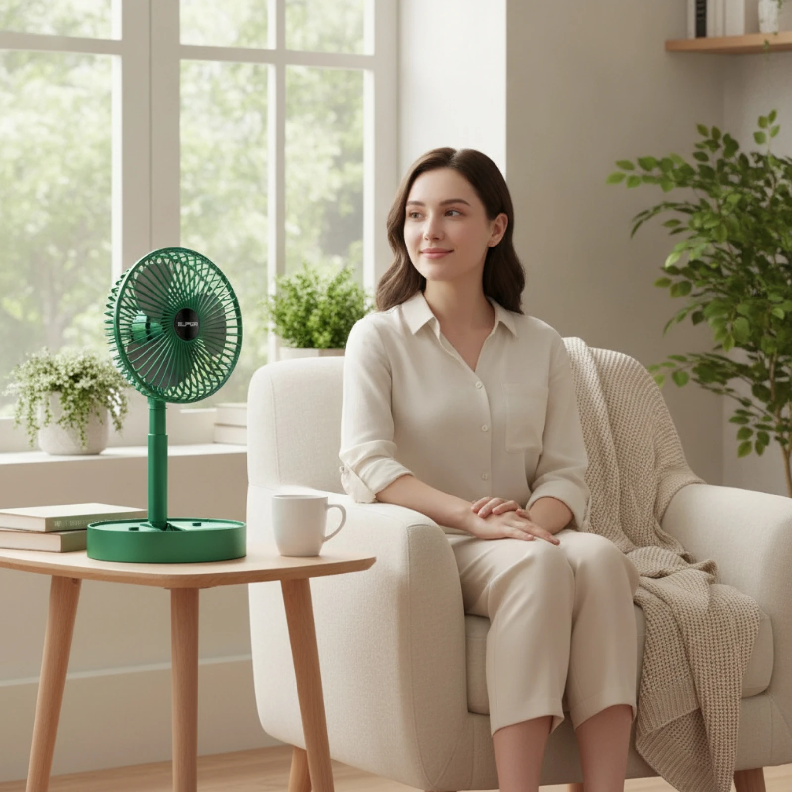 Electric Fan with Telescoping Stand Telescopic Rechargeable Desktop Fan Adjustable Lightweight for Office Workers, Offices