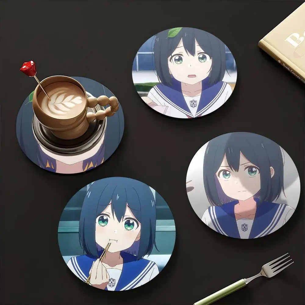 1pc Saki Aoi Senpai Is An Otokonoko Wooden Coaster Colour Printing Cup Mat Home Desk Decoration Gifts