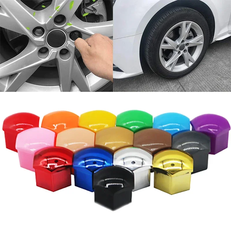 20 Pcs Car Wheel Nut Caps 17mm/19mm/21mm Auto Hub Screw Cover Black Plastic Anti Dust Car Wheel Nut Bolt Covers Tire Accessories