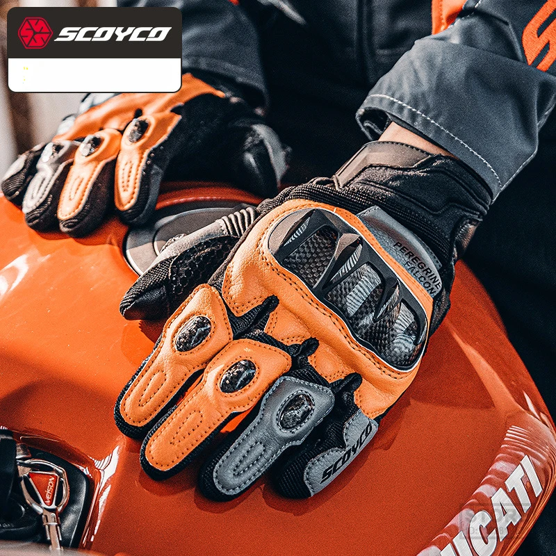 

Orange Anti-fall Motorcycle Gloves Wear-resistant Motocross Anti-slip Accessories Breathable Biker Glove S-2XL