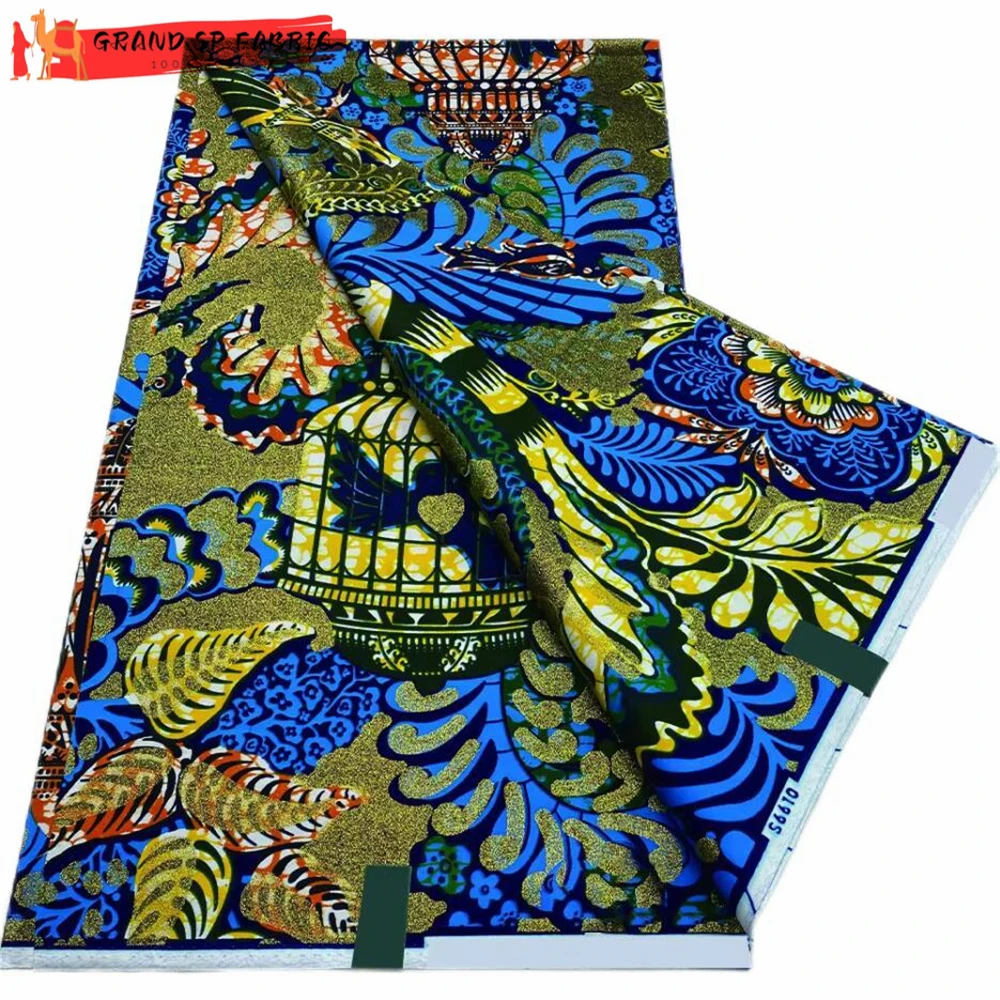 Grand Super 100% Cotton African Wax Fabric High Quality Wax Print Ankara Fabric For Sewing 6yards Women Fabric VLS3121