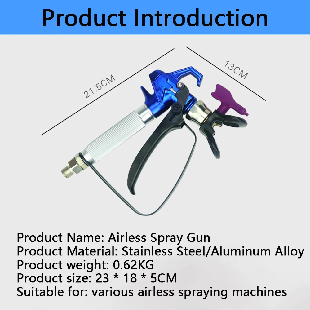 High Pressure Airless Paint Gun 3600PSI Paint Spray Accessories Gun With Tip Nozzle Guard Pump Sprayer Machine 1/4 Inch Thread