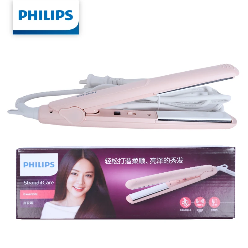 Philips Electric Hair Curler and Straightener Keratin Care Mini Straightener Professional Flat Iron with Fast 60s Heat UP