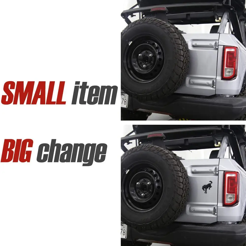 ملصقات شعار ثلاثية الأبعاد من الفينيل شعار خلفي أسود ABS الباب الخلفي متوافق مع ملحقات Ford Bronco الرياضية 2020 2021 2022 2023