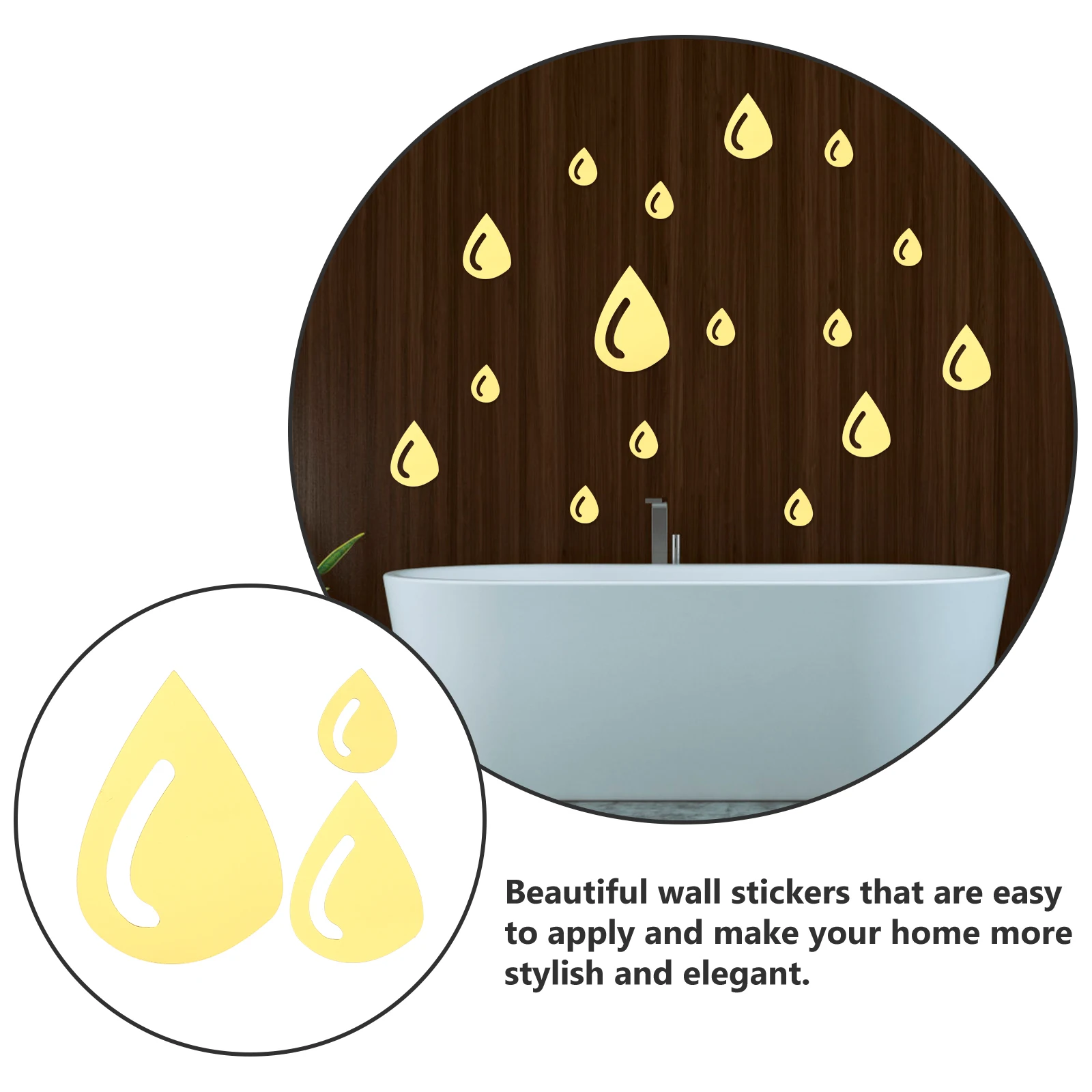 

20 Pcs Waterproof Wall Sticker Mirror Decals Shower Self-adhesive Acrylic Teardrop Stickers for Living Room