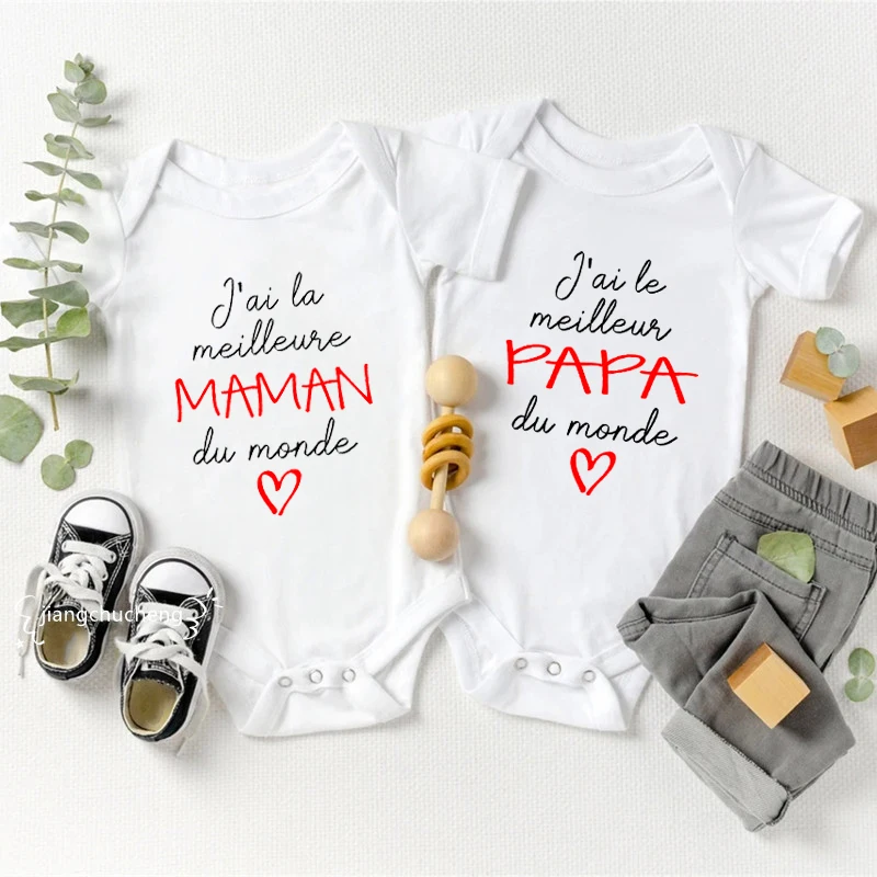 I Have The Best Dad/Mom In The World Newborn Baby Bodysuits Cotton Short Sleeve Infant Twins Rompers Body Boys Girls Jumpsuits