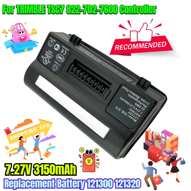 

7.27V 3150mAh Replacement Battery 121300 121320 for TRIMBLE TSC7 822-702-7600 Controller