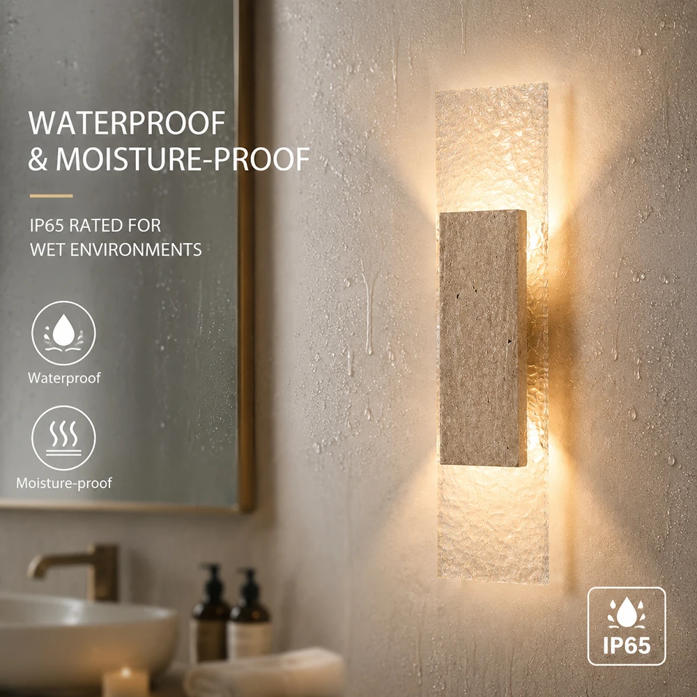 Modern Travertine LED Wall Sconce Wabi Sabi Indoor Wall Lamp for Living Room Bedroom Bedside Corridor Background Decor Lighting