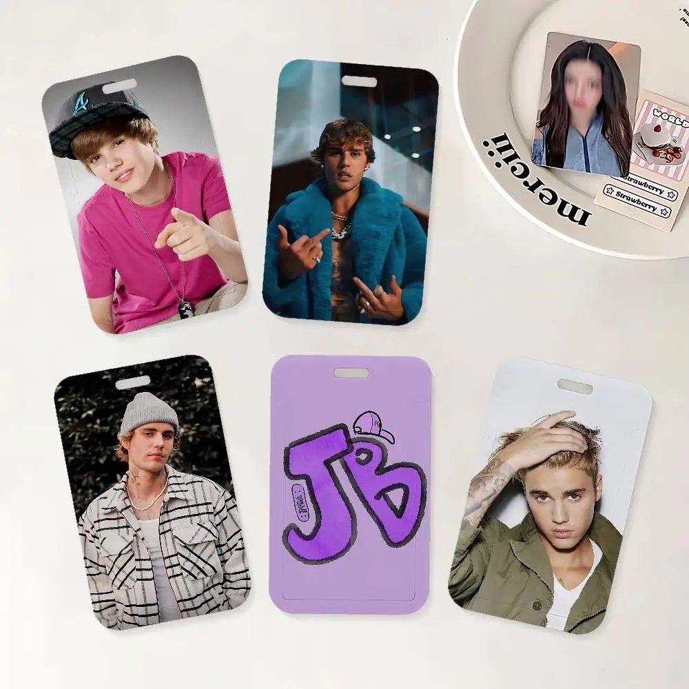 Singer J-Justin B-Bieber ID Badge Holder With Lanyard Neck Strap For Office School Name Card Credentials Case
