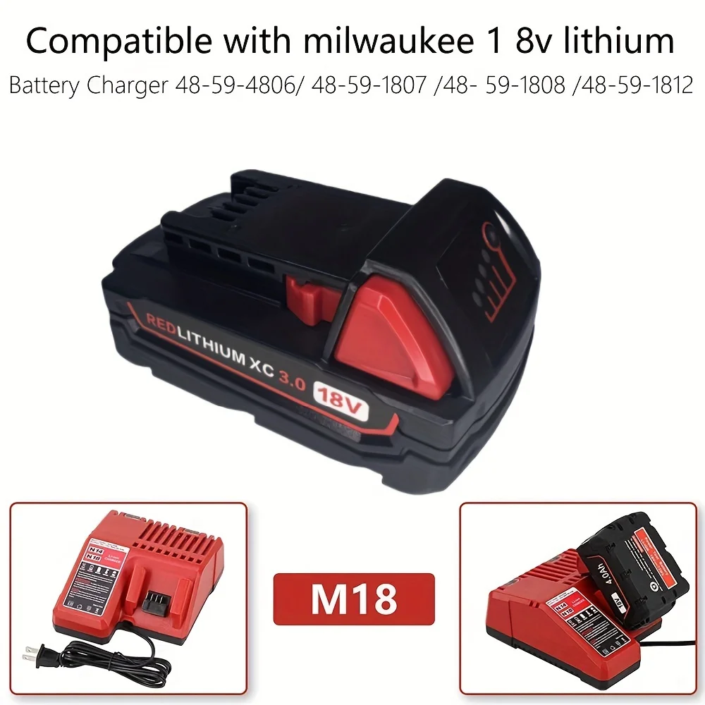 18V 3.0Ah Battery Replacement for Milwaukee M18 Battery 48-11-1850 48-11-1860 M18 Cordless Power Tools Battery