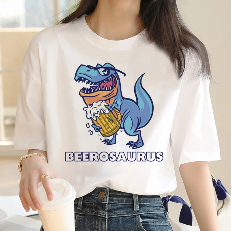 Dinosaur Beer Tshirt T Shirt Male White T Shirt Graphic Aesthetic Streetwear Vintage T-shirt Vintage Manga