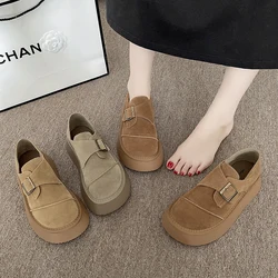 Buty Kobieta 2024 Loafers With Fur Modis Slip-on Clogs Platform Soft Autumn New Moccasin Retro Cute Slip On Creepers Summer Fall