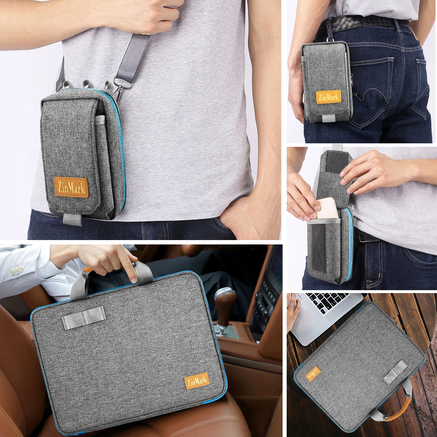 Laptop Case 15.6 Inch Briefcase with Detachable Belt Bag, Compatible All of 15-16 Inch MacBook and Most 15.6 Inch Notebooks