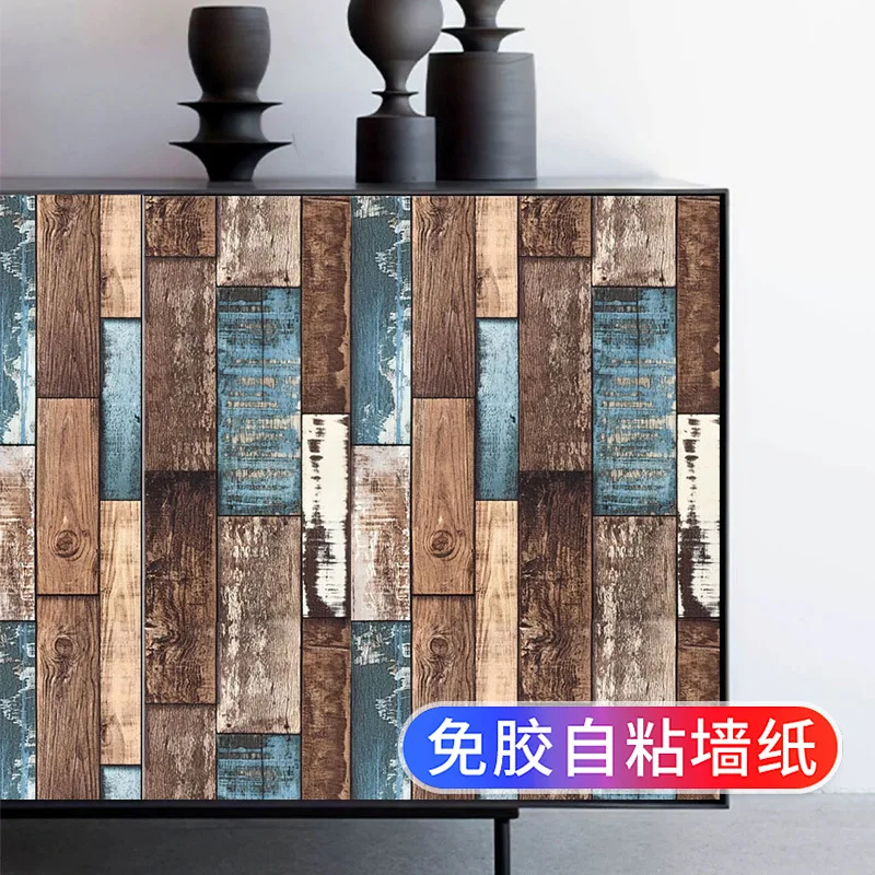 Wood Grain Industrial Style Self Adhesive Wallpaper for Refurbishing Old Cabinets Covering Flaws Renovating Wardrobes Cupboards