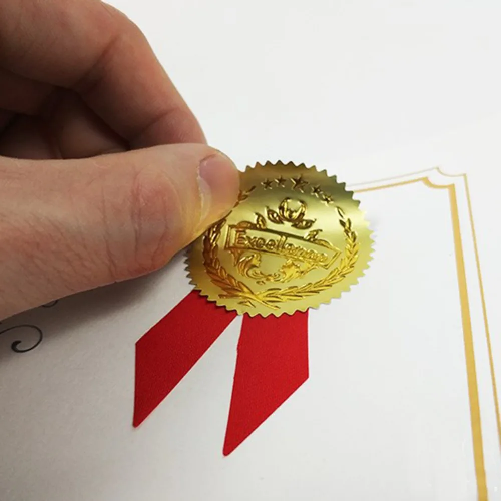 100pcs 45mm Diameter Blank Embosser Stickers Metallic Foil Finish Serrated Edge Cut Serrated Edge Embosser Stickers