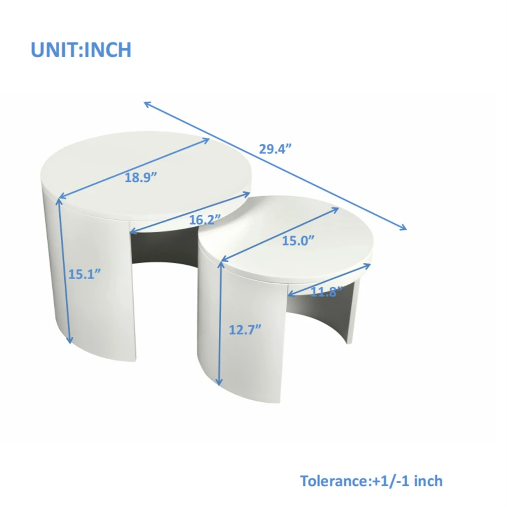 US-Couchtisch-Set mit 2 Stück, moderne Akzent-Beistelltische, ineinander steckbares Couchtisch-Set, kleiner Nachttisch, Schlafzimmer, Büro, keine Montage