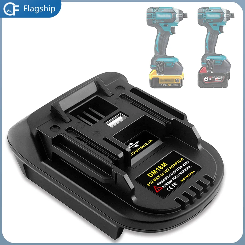 Image of DM18M Batterieadapter, kompatibel mit Dewalt 18V-20V und Milwaukee 18V M18 Akkus, funktioniert auch mit Makita 18V Werkzeugen