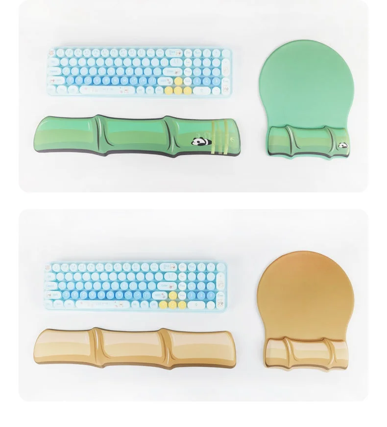 Schaumstoff-Handgelenkauflage Tastatur-Pad-Set Bambus-Design 2 Farben Büro Gaming Ergonomische Rutschfeste Schreibtischunterlage – Detail 9