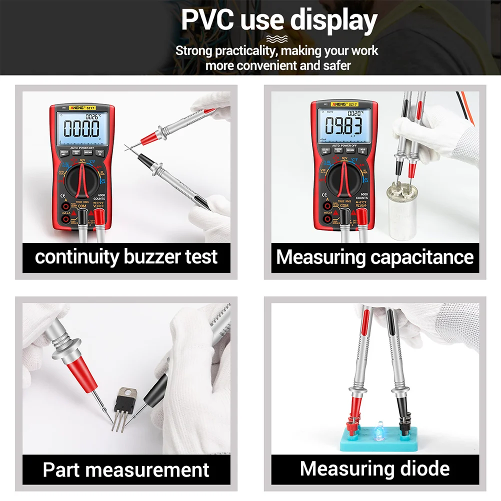 

1 Pair Test Leads 20A 1000V Multi Meter Stainless Steel Nib Tinned Copper Core Double Layer Silicone Insulation
