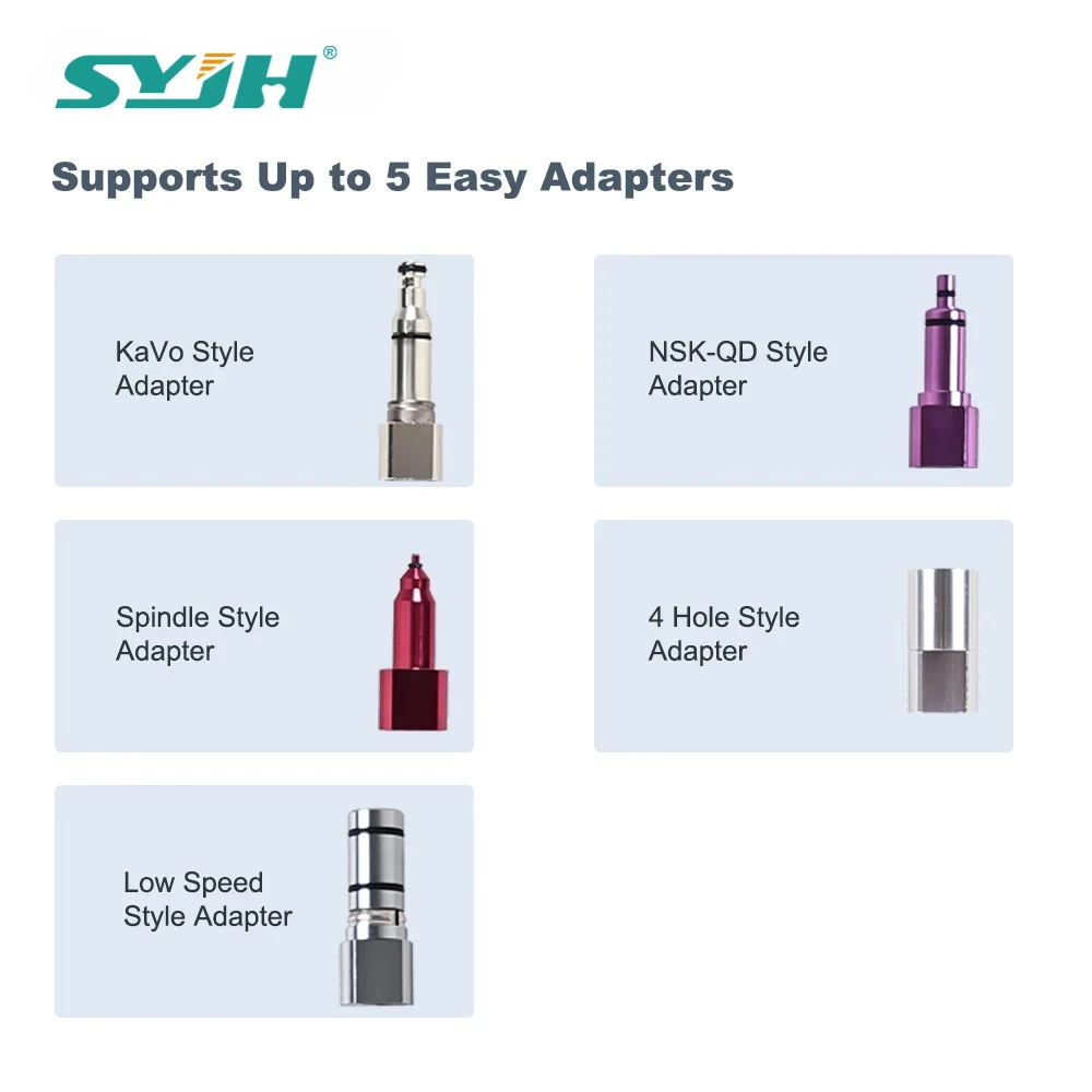 SYJH Portable Dental Handpiece Cleaning Machine Oil Spray Lubrication System with 5 Style Connector Maintenance Tool