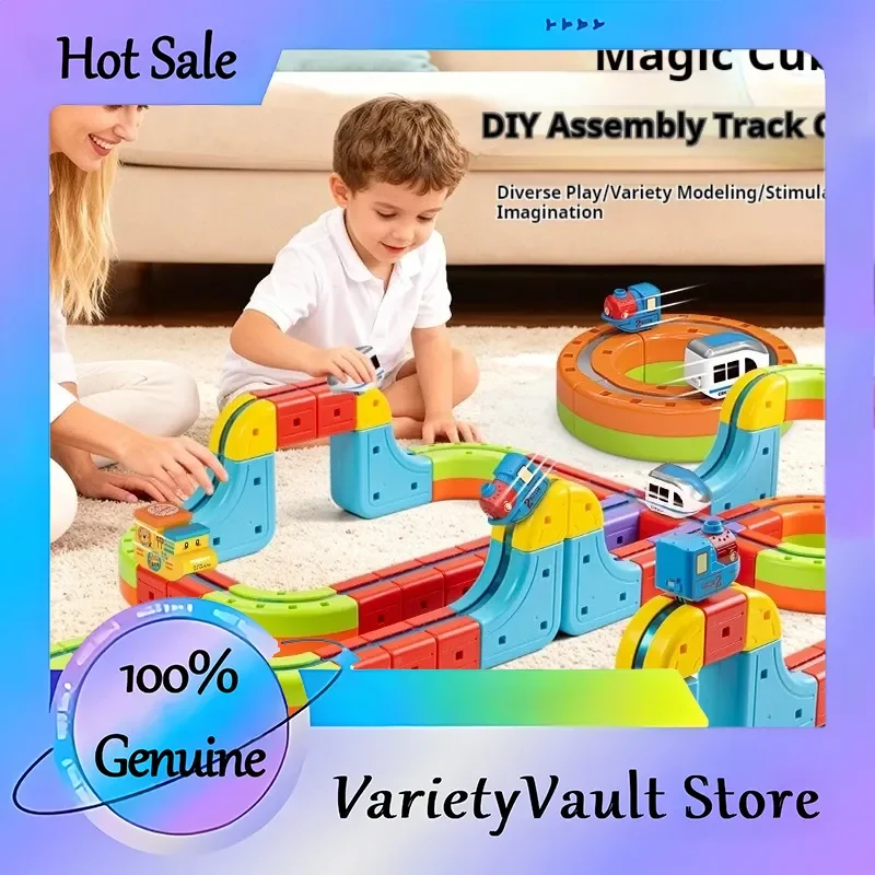 전기 자석 블록 기차 세트 고속철도 차량 모델 놀라운 트랙 큐브 무중력 놀이 차량