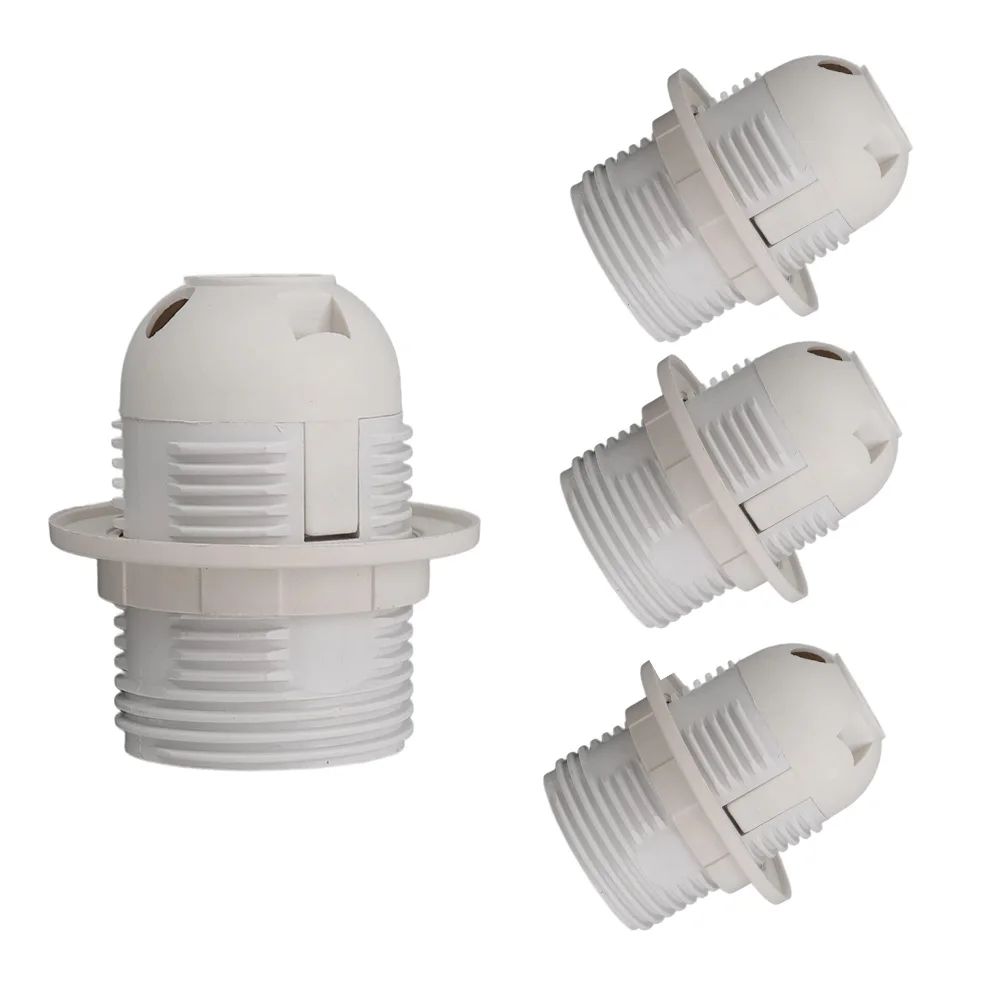 4pcs  E27 Lamp Holder Full Tooth with Ring Threaded Fitting Lampshade Table Wall Lamp Bulb Socket Black White Screw Base Adapter