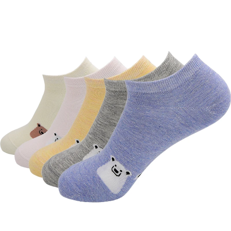 5 Pairs Women Socks Harajuku Cartoon Cute Cat Cotton Ankle Socks Korean Girls Kawaii Casual Breathable Short Sock Sox Calcetines