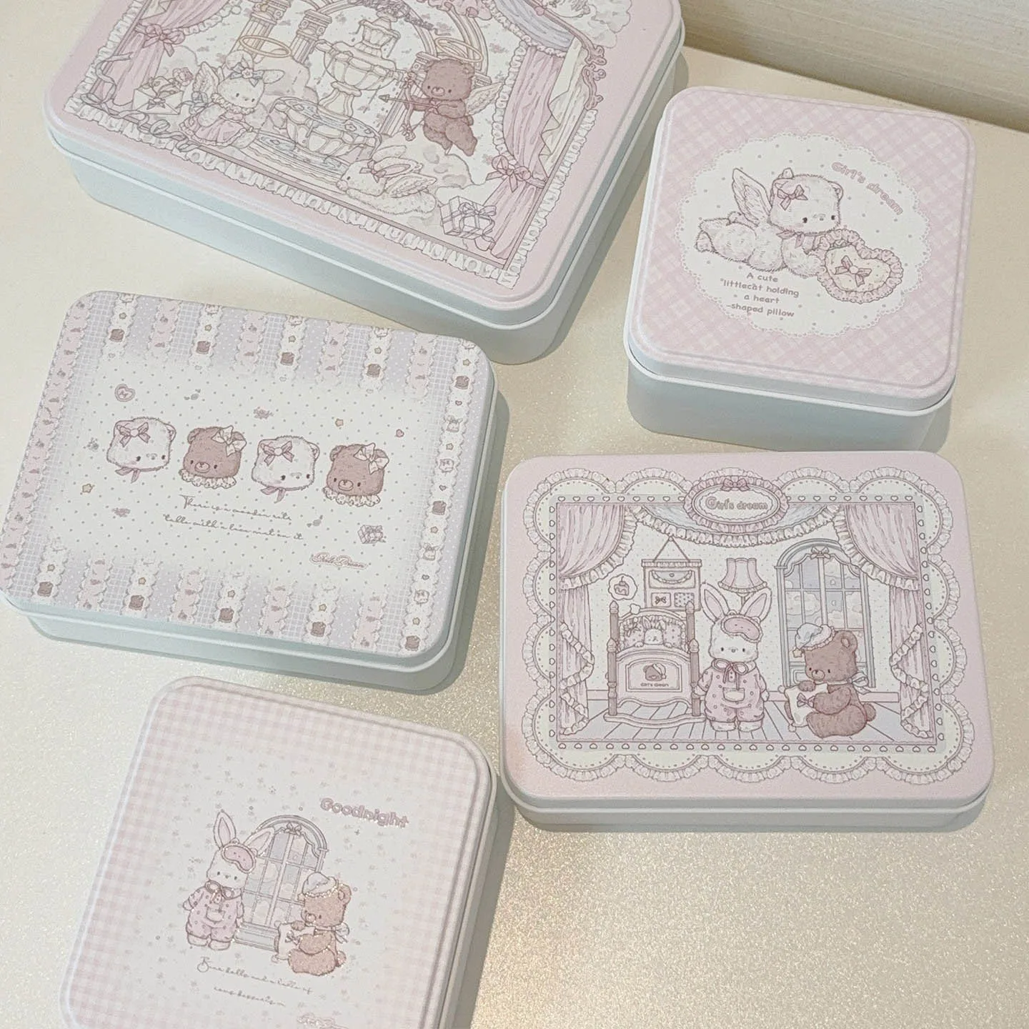 New Anime Iron Box Storage Box Cute And Simple Photo Small Card Sealing Sticker Storage Storage Box Creativity Desktop Ornament