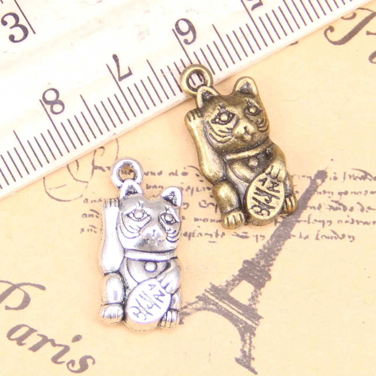 

36pcs Charms For Jewelry Making lucky cat 23x11mm Antique Silver Plated Pendants DIY Handmake Tibetan Silver Bracelet Necklace