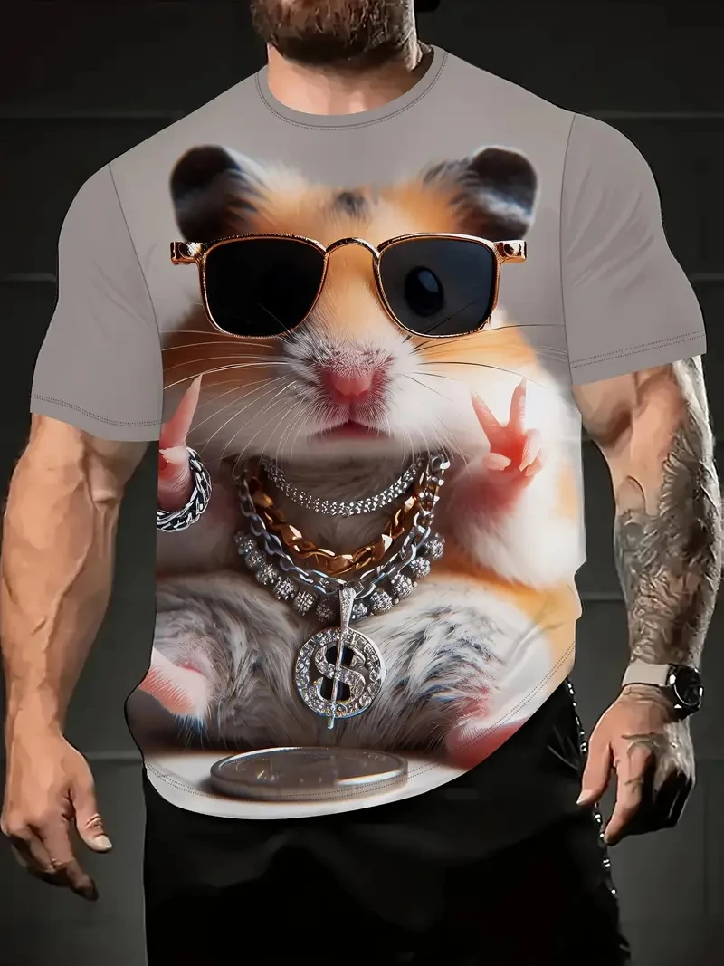 New Lovely Hamster Graphic T Shirt For Men Women Kawaii Cartoon Animal 3D Print Tees Summer O-Neck Short Sleeve Kids T-shirts