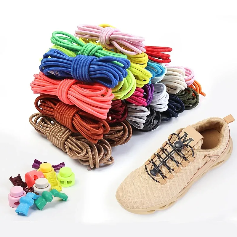 

Circular elastic shoelaces Plastic buckle No Tie Shoelaces Sports and leisure shoelaces for men and women Suitable for all shoes