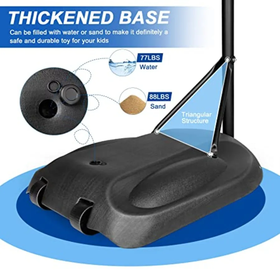 Soporte portátil para sistema de canestro de baloncesto con altura ajustable de 7,5 pies a 9,2 pies con tablero trasero y ruedas de 32 pulgadas Ideal